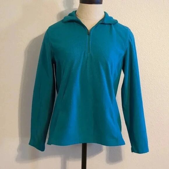 Lands end teal quarter zip fleece jacket size XS - Picture 4 of 4